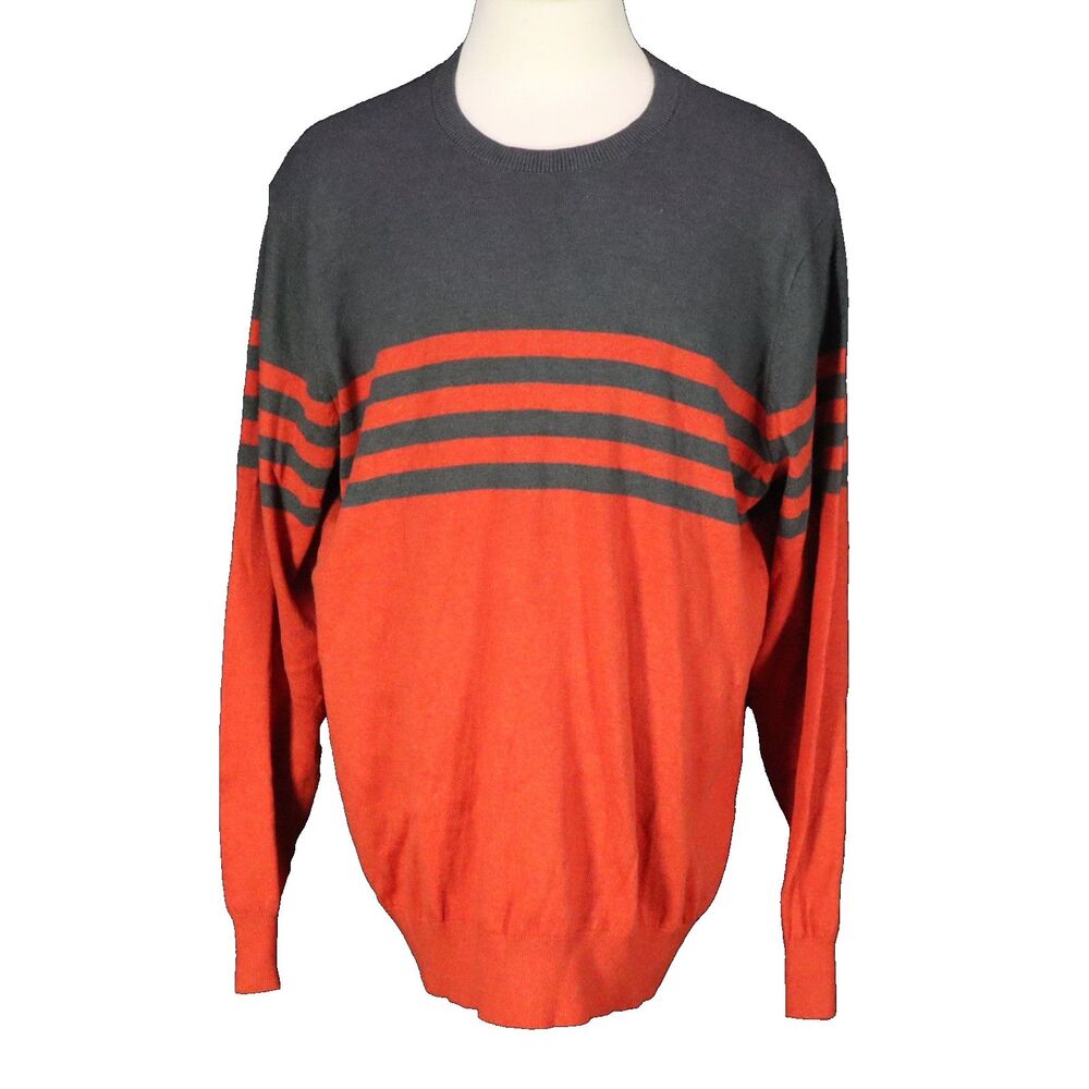 George XL Sweater Shirt Color Block Gray/Orange